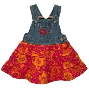 Osh Kosh B’gosh Denim Tropical Floral Skirtall Dress